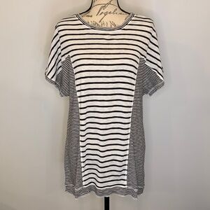 Soft Surroundings striped slub knit tunic top tee L